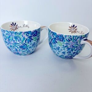 Lilly Pulitzer Blue Floral Mugs Set of 2